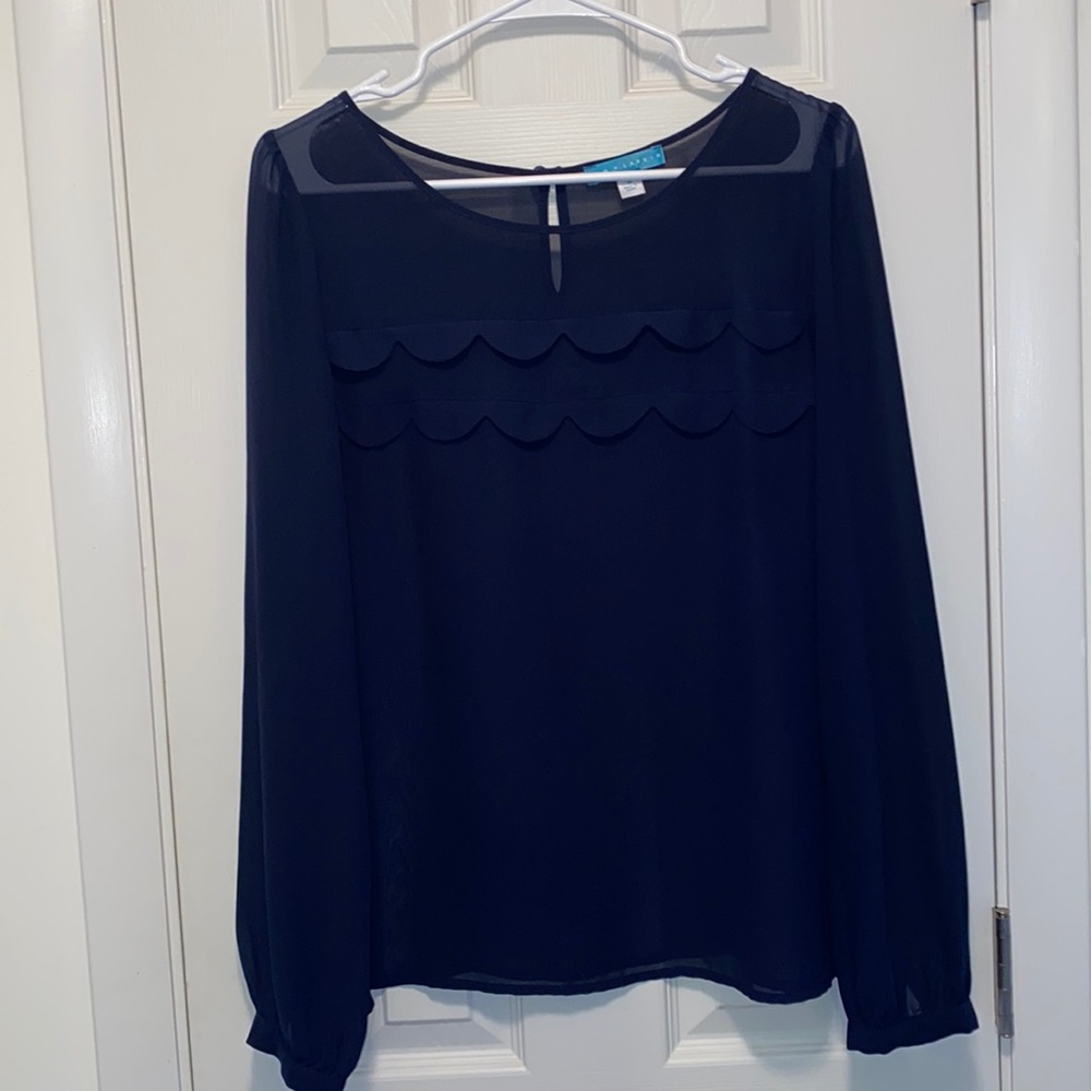 Pim + Larkin Blue Mesh Top